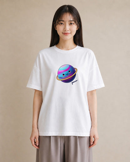 Tシャツ レディース 惑星 星空 宇宙 イラスト ミニマル 通勤 在宅 白T