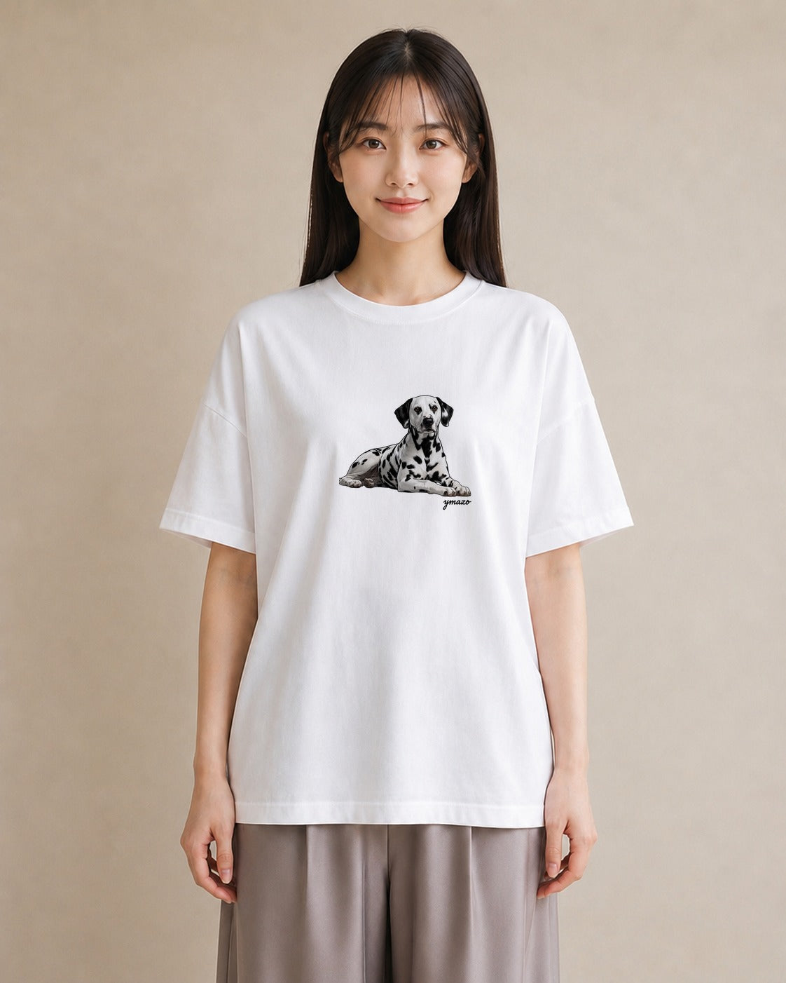 Tシャツ レディース ダルメシアン 犬 いぬ イラスト ナチュラル 社会人 女性 白T