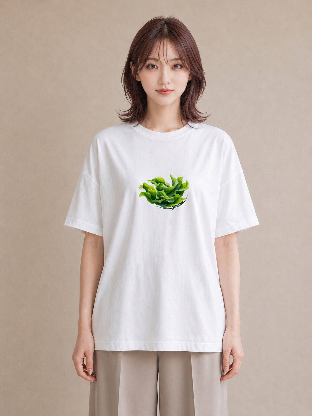 Tシャツ レディース 新緑 植物 ボタニカル イラスト 線画 カジュアルコーデ 買い物 白T