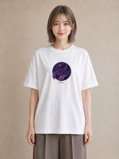 グラフィックTシャツ レディース 蟹座 星空 宇宙 イラスト 抜け感 お揃い 親子 白T