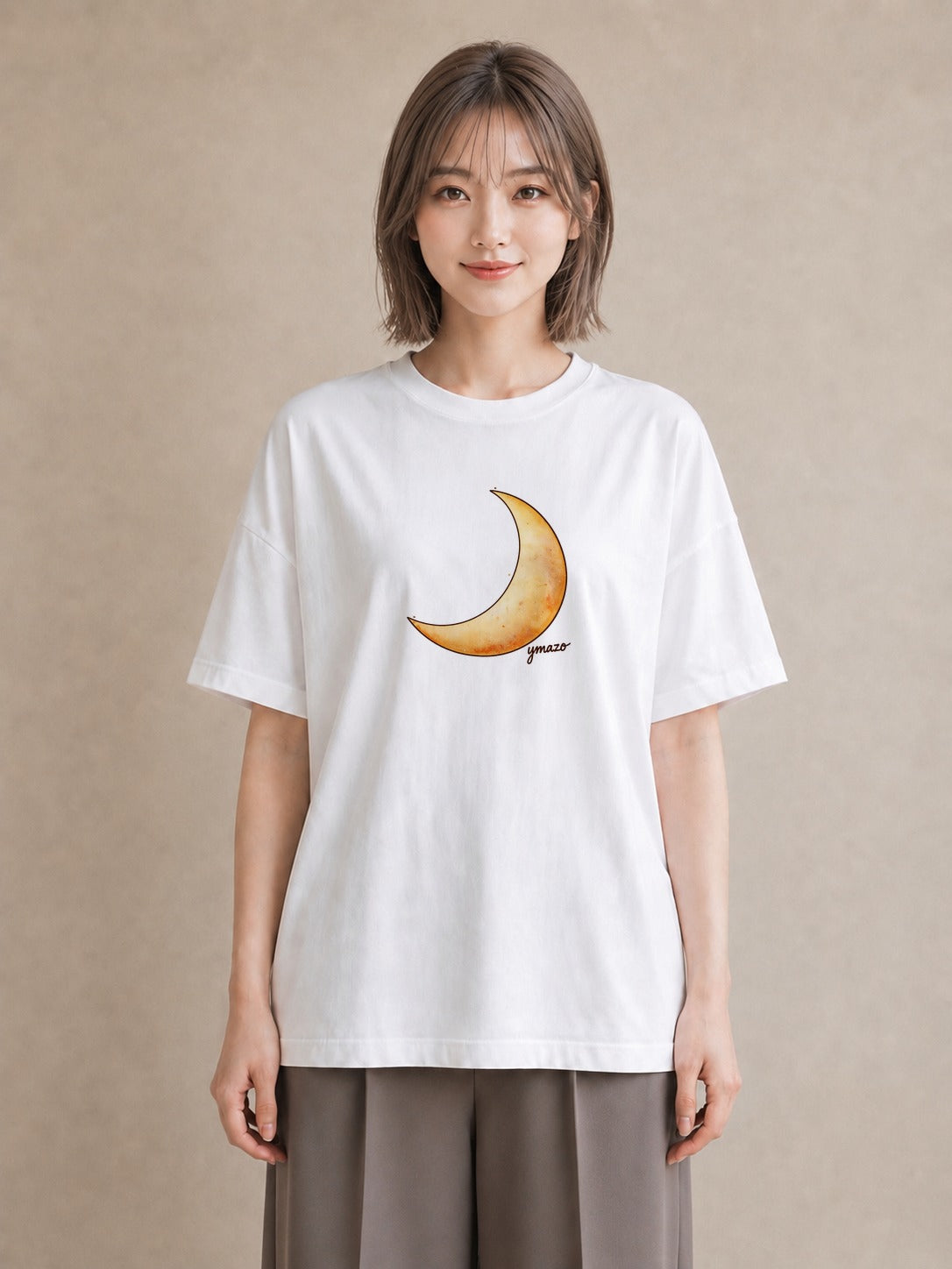 プリントTシャツ レディース 月 星空 宇宙 イラスト ミニマル お出かけ 普段着 白T