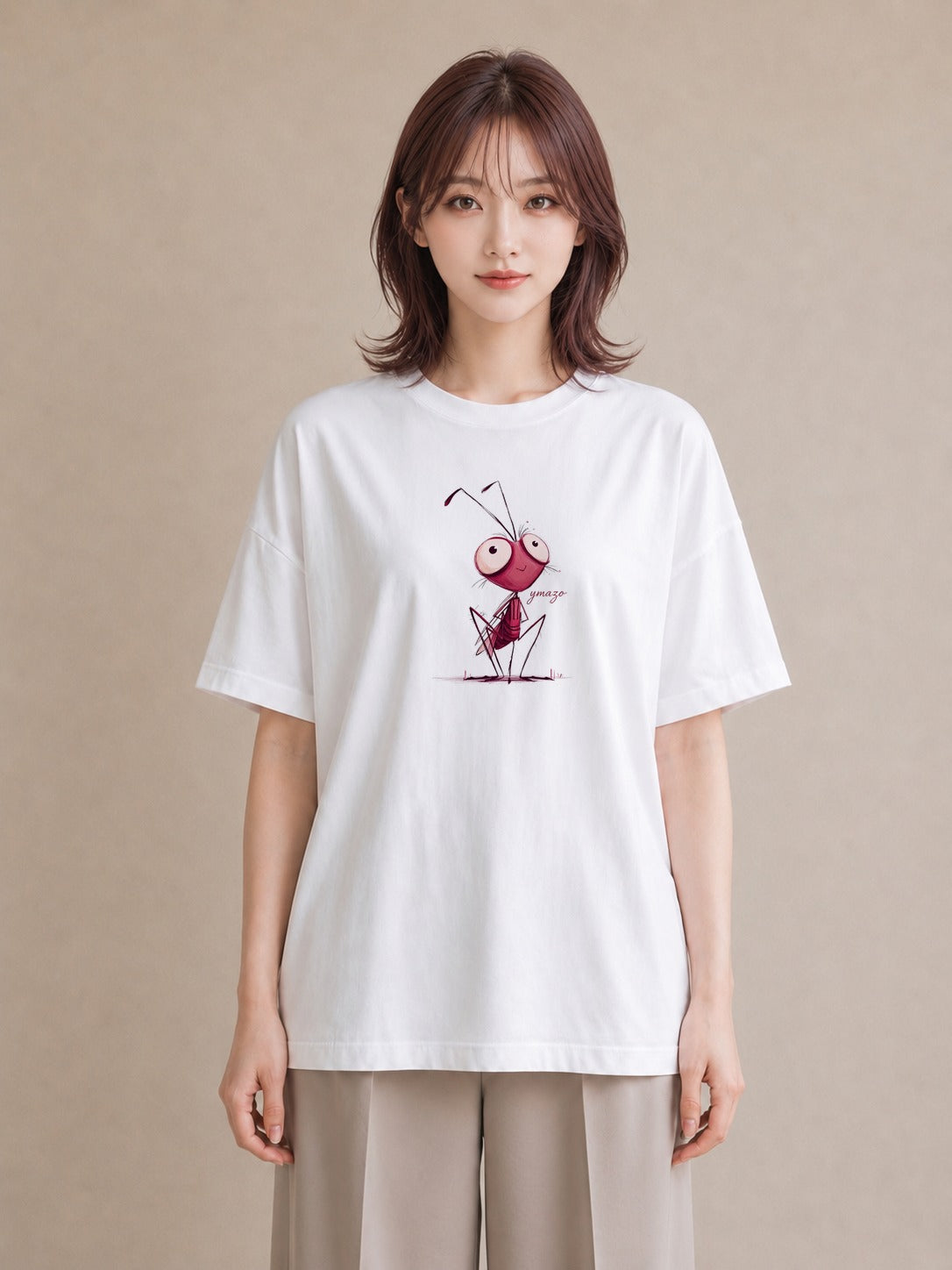 半袖Tシャツ レディース アリ 昆虫 虫 イラスト 可愛い ギフト 母の日 白T