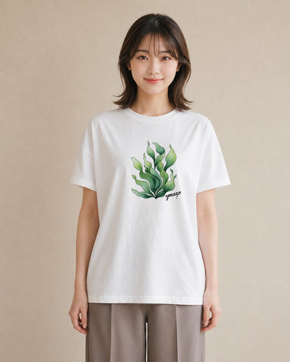 半袖Tシャツ レディース つる 植物 ボタニカル イラスト フェミニン 買い物 夏コーデ 白T