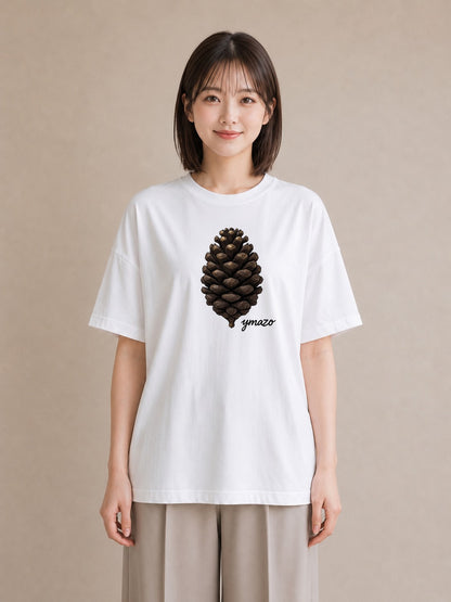 Tシャツ レディース 松ぼっくり 植物 ボタニカル イラスト 北欧風 ビーチ デイリーウェア 白T
