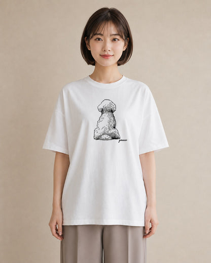 プリントTシャツ レディース ビションフリーゼ 犬 いぬ イラスト 水彩風 カジュアルコーデ 買い物 白T