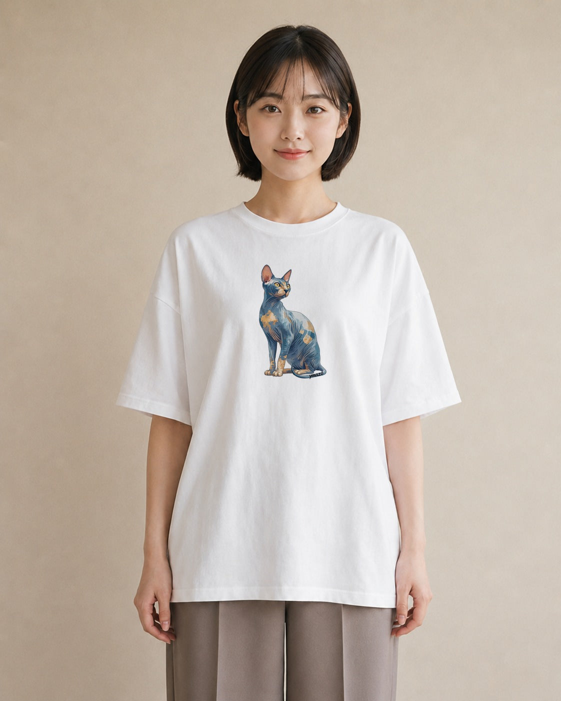 グラフィックTシャツ レディース シャム 猫 ねこ イラスト カフェコーデ 親子 20代 白T