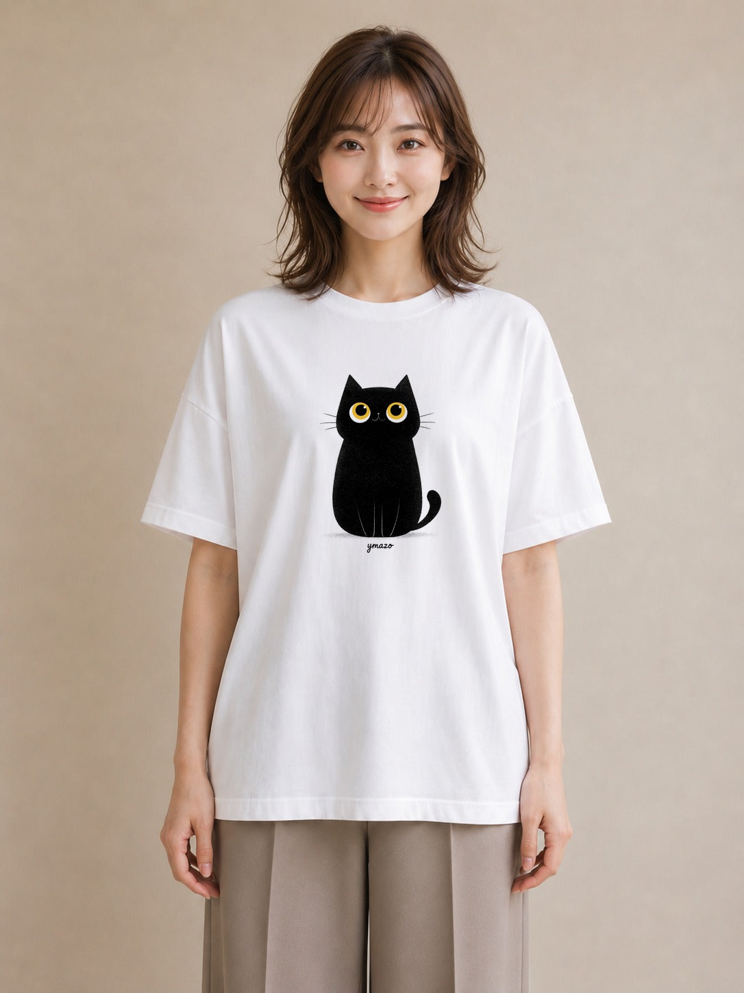 グラフィックTシャツ レディース 黒猫 猫 ねこ イラスト 上品 クリスマス 旅行 白T