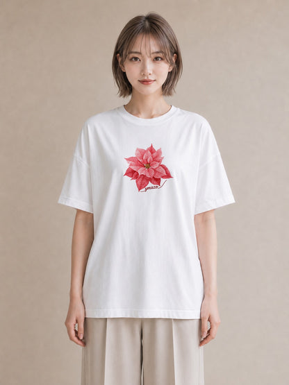半袖Tシャツ レディース 彼岸花 花 花柄 イラスト ラフ 夏コーデ 通学 白T