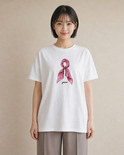 デザインTシャツ レディース レースハンカチ レース ハンカチ ナチュラル アンティーク イラスト 可愛い 綿100 デート 白T