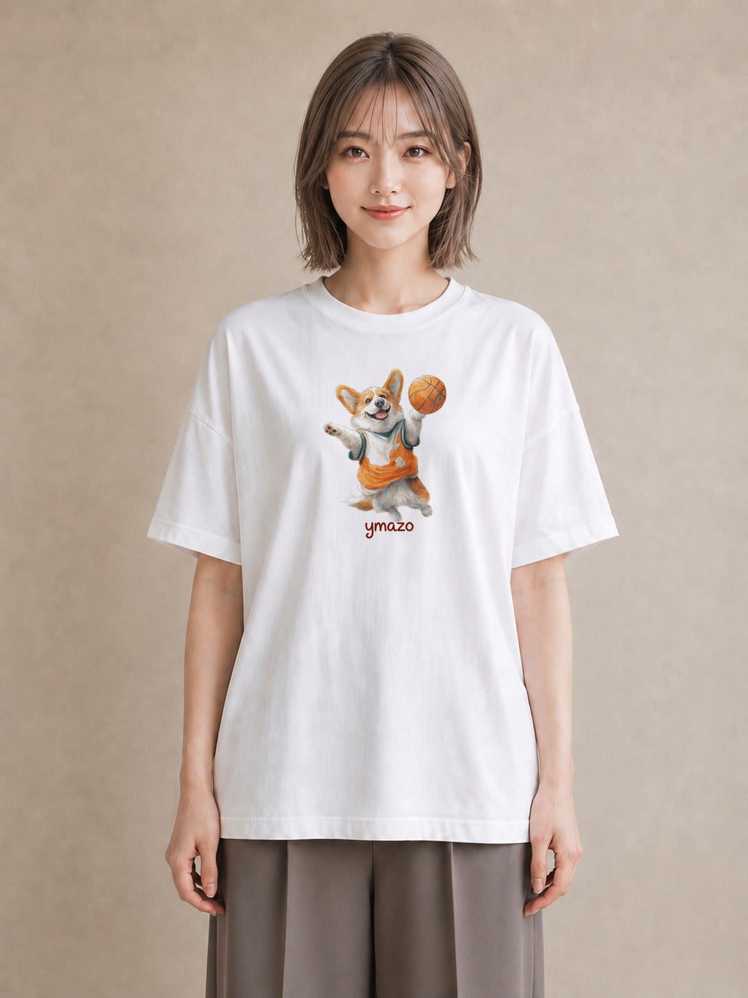プリントTシャツ レディース ウェルシュコーギー コーギー 犬 いぬ イラスト カフェコーデ 秋コーデ おしゃれギフト 白T