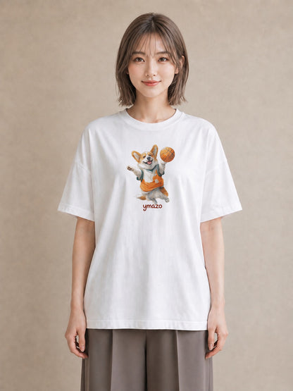 プリントTシャツ レディース ウェルシュコーギー コーギー 犬 いぬ イラスト カフェコーデ 秋コーデ おしゃれギフト 白T