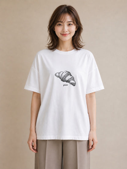 プリントTシャツ レディース パン ベーカリー レトロ イラスト 抜け感 母娘コーデ 自分用 白T