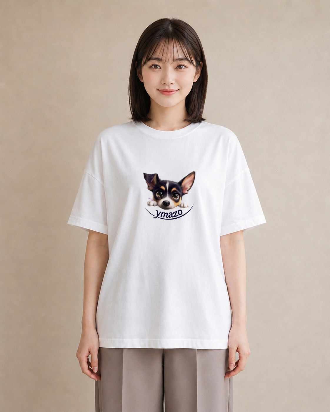 グラフィックTシャツ レディース チワワ 犬 いぬ イラスト モード 買い物 夏コーデ 白T