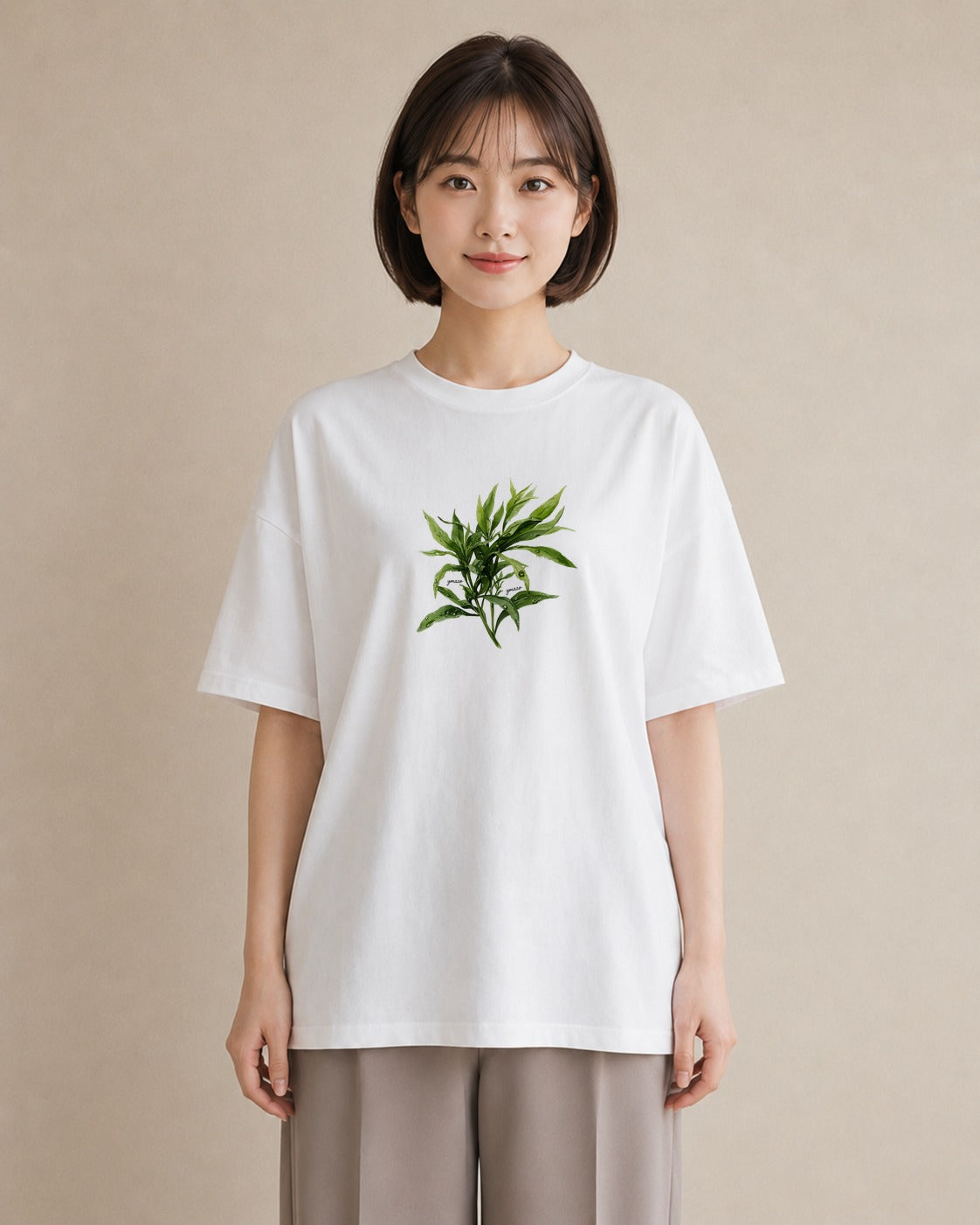 プリントTシャツ レディース ハーブティー 食べ物 フード イラスト ユニーク ママ カフェ服 白T