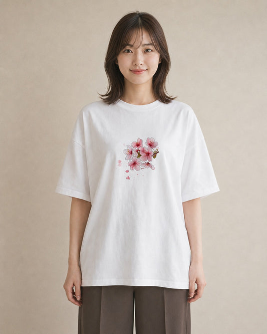 グラフィックTシャツ レディース 梅 花 花柄 イラスト 休日コーデ 自分用 ルームウェア 白T