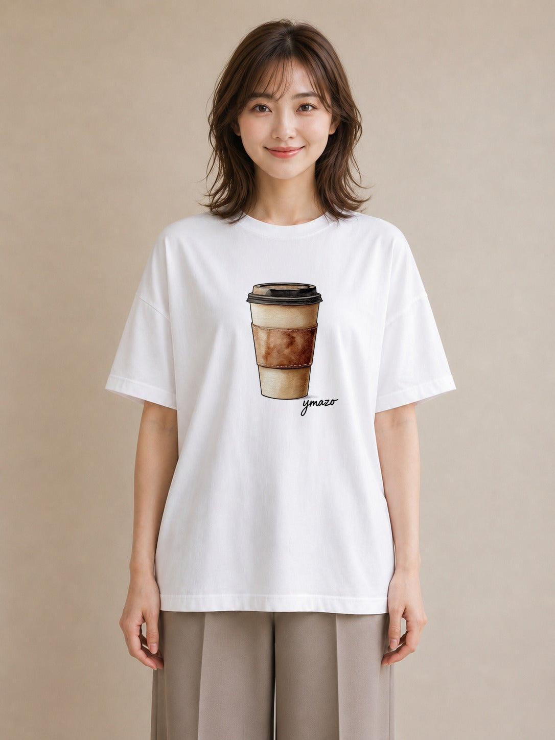 Tシャツ レディース カフェオレ 食べ物 フード イラスト 個性的 通学 誕生日プレゼント 白T