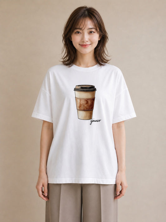 Tシャツ レディース カフェオレ 食べ物 フード イラスト 個性的 通学 誕生日プレゼント 白T