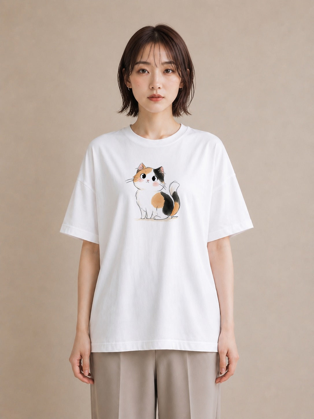 デザインTシャツ レディース ハチワレ 白黒猫 猫 ねこ イラスト 可愛い 春コーデ 姉妹 白T