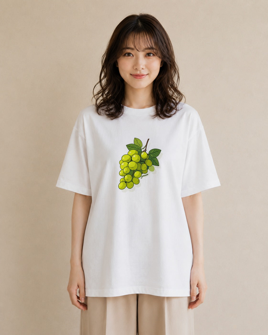グラフィックTシャツ レディース ぶどう 葡萄 食べ物 フード イラスト フェミニン 旅行 母娘コーデ 白T