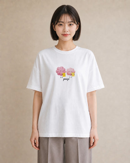 半袖Tシャツ レディース わたあめ 食べ物 フード イラスト 母娘コーデ 自分用 白T