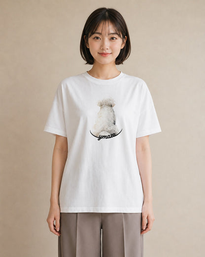 Tシャツ レディース トイプードル プードル 犬 いぬ イラスト シンプル 公園 ママ 白T