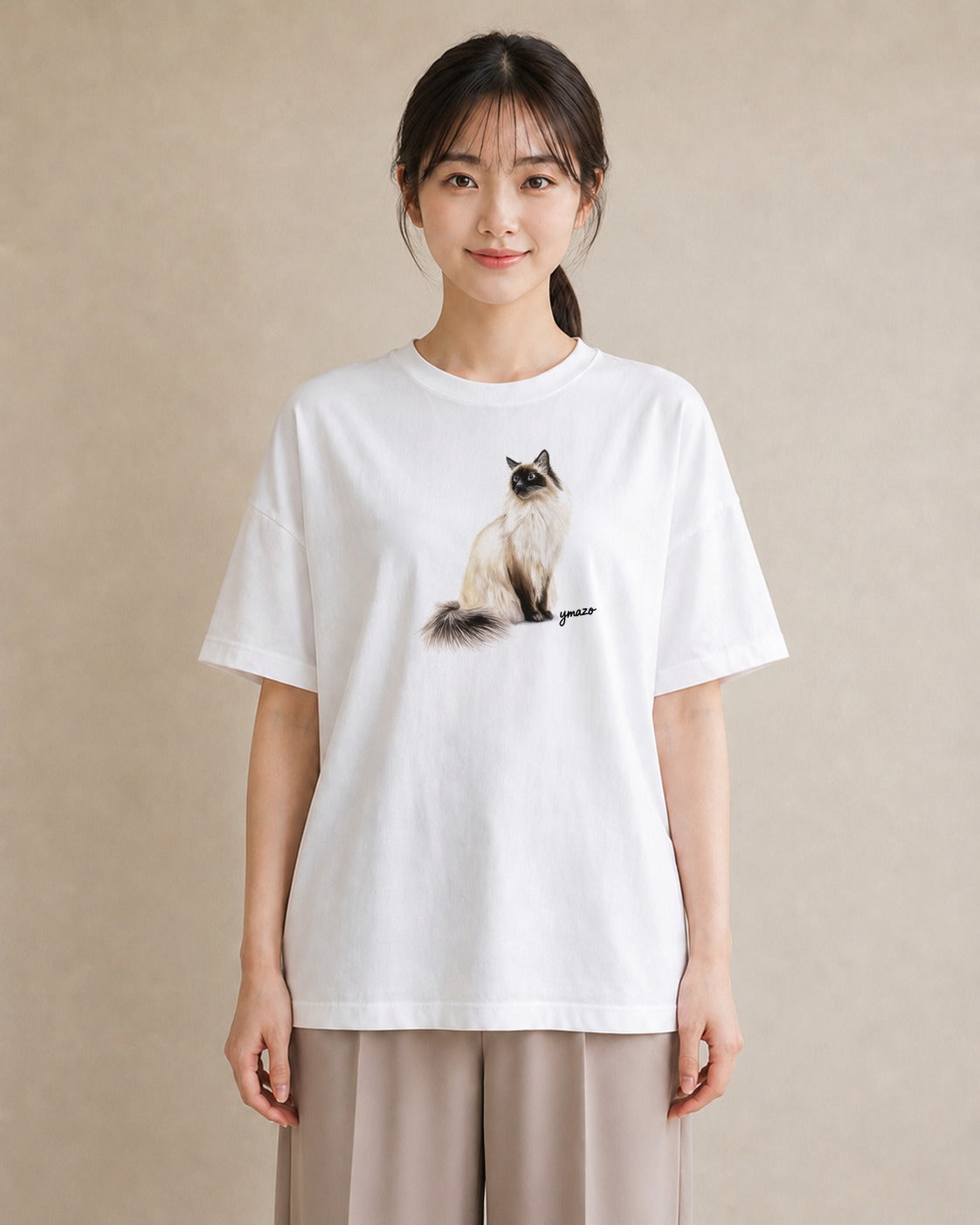 グラフィックTシャツ レディース エキゾチックショートヘア 猫 ねこ イラスト ニュアンス レイヤード 友達ギフト 白T