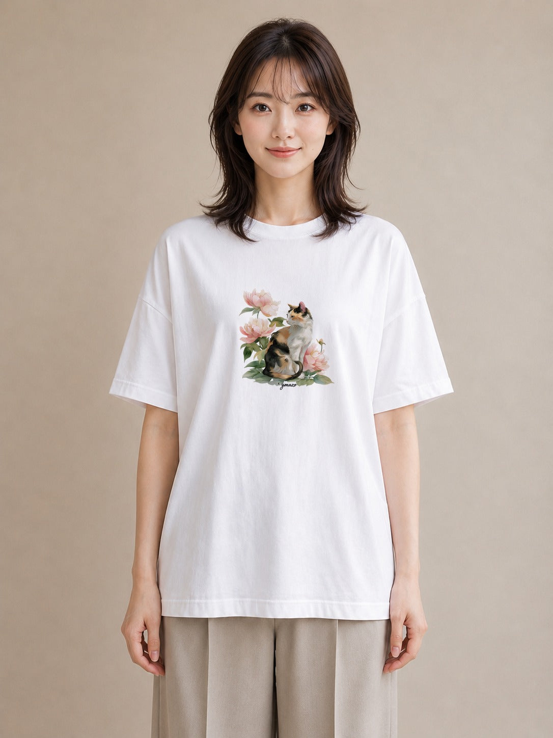 デザインTシャツ レディース 愛猫 猫 ねこ イラスト 線画 おしゃれギフト 社会人 白T