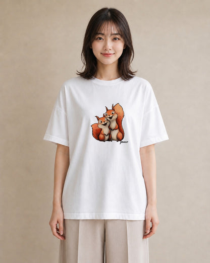 Tシャツ レディース シマリス ペット 動物 イラスト レトロ クリスマス 旅行 白T