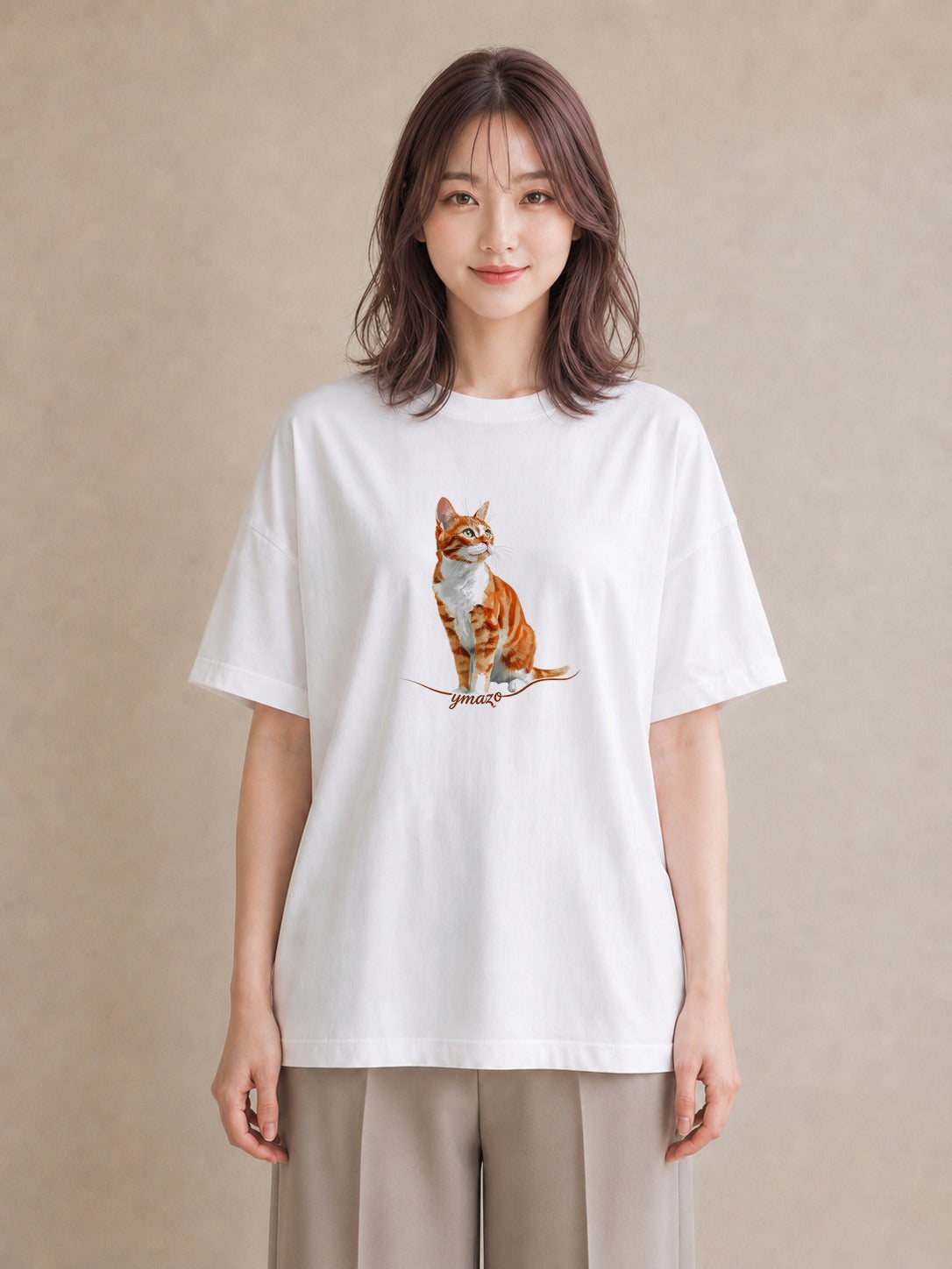 Tシャツ レディース 三毛猫 みけねこ 三毛 猫 ねこ イラスト こなれ感 お揃い 親子 白T