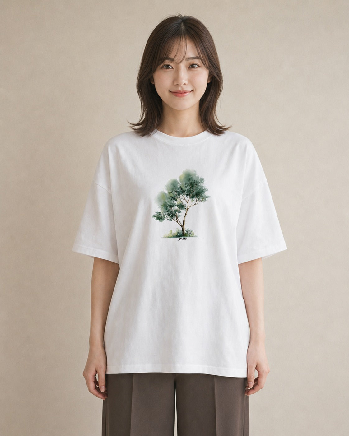 半袖Tシャツ レディース 雨上がりの小道 雨上がり 小道 ナチュラル アンティーク イラスト ゆるコーデ 通学 誕生日プレゼント 白T