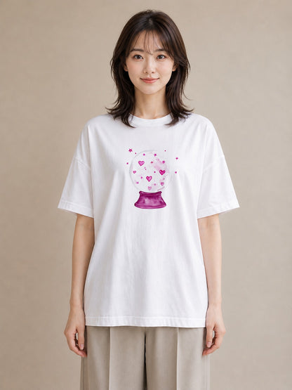 Tシャツ レディース 水瓶座 星空 宇宙 イラスト ガーリー デイリーウェア 休日 白T