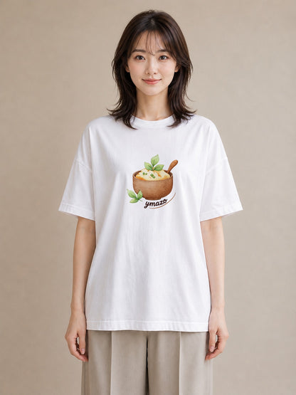 グラフィックTシャツ レディース たまご 食べ物 フード イラスト 可愛い 自分用 ルームウェア 白T