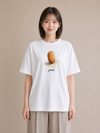 グラフィックTシャツ レディース パン 食べ物 フード イラスト シンプル ビーチ デイリーウェア 白T