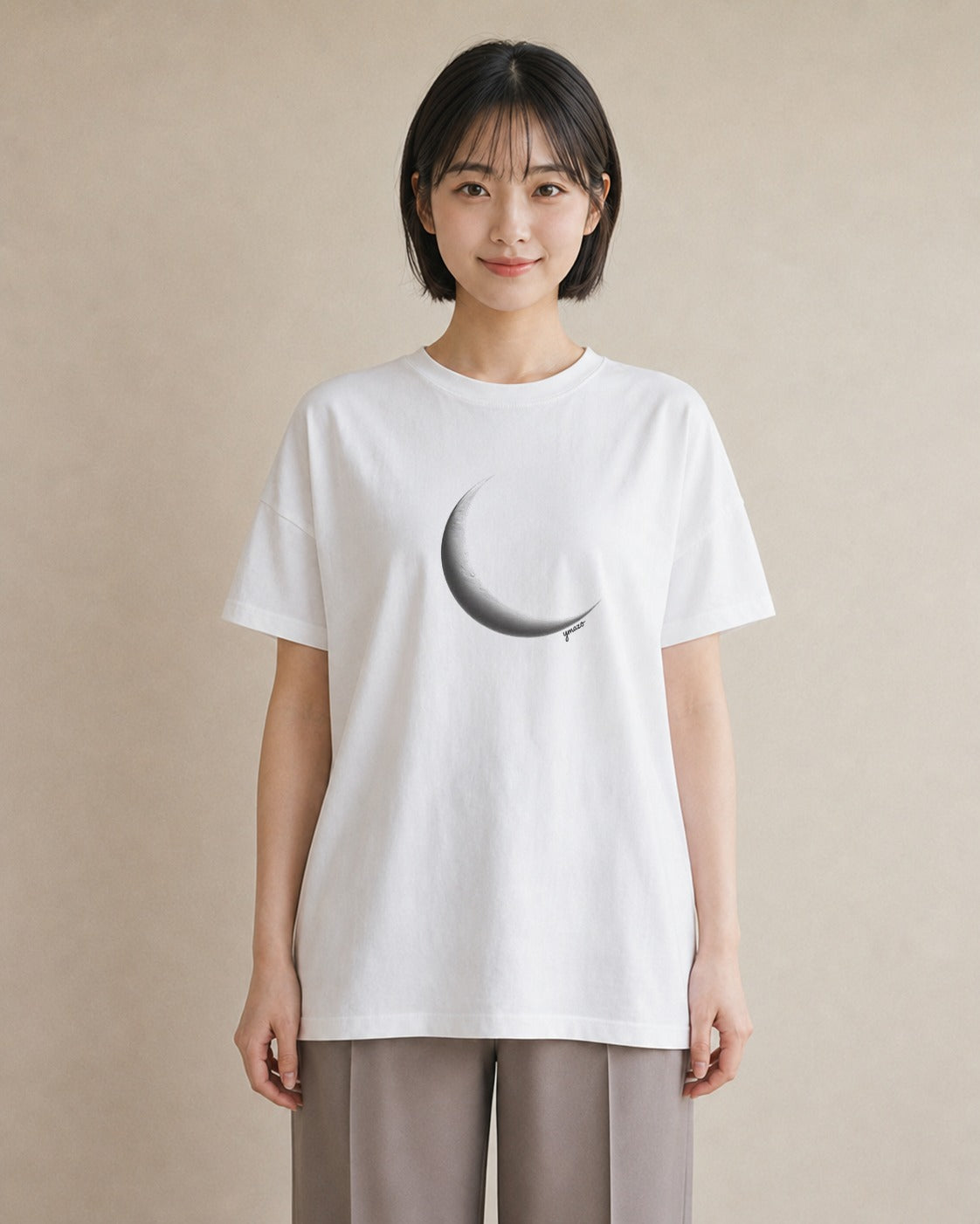 デザインTシャツ レディース 三日月 星空 宇宙 イラスト 旅行コーデ 通勤 在宅 白T