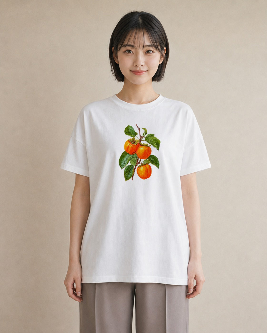 Tシャツ レディース みかん 食べ物 フード イラスト ミニマル 母娘コーデ 自分用 白T