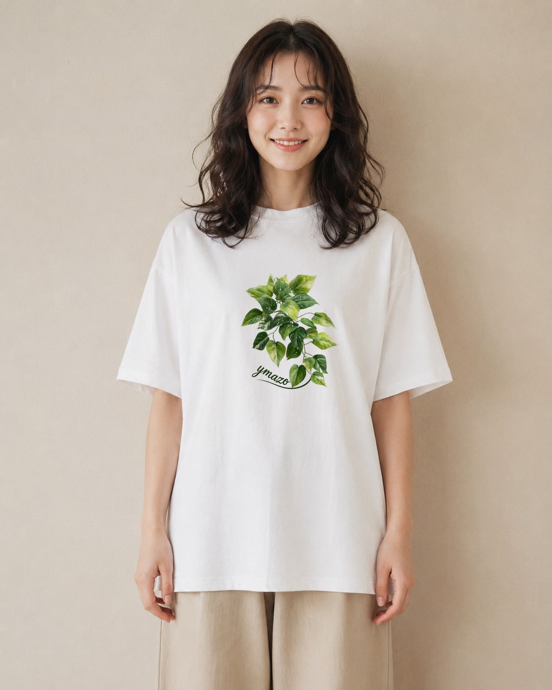 半袖Tシャツ レディース つる 植物 ボタニカル イラスト 韓国風 姉妹 送別ギフト 白T