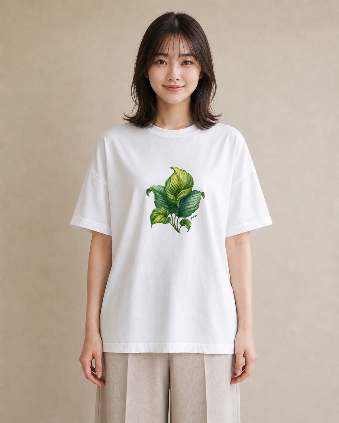 プリントTシャツ レディース 観葉植物 植物 ボタニカル イラスト カフェコーデ カフェ服 クリスマス 白T