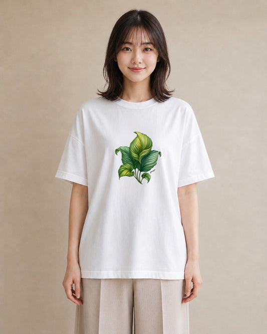 プリントTシャツ レディース 観葉植物 植物 ボタニカル イラスト カフェコーデ カフェ服 クリスマス 白T