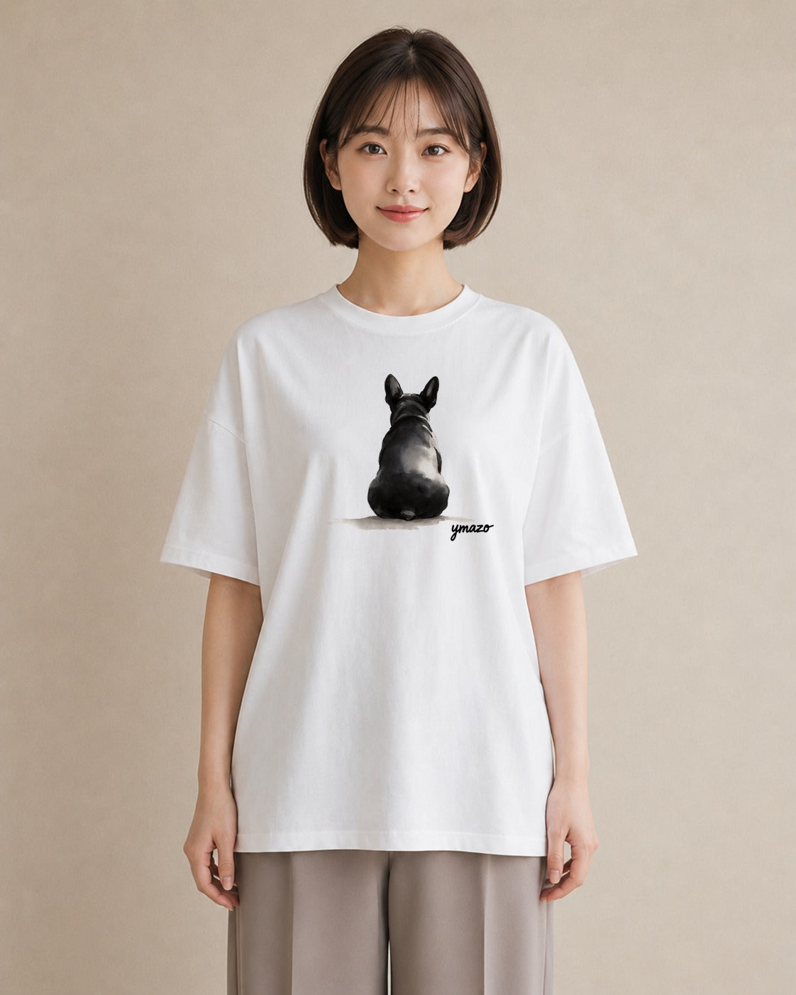 半袖Tシャツ レディース フレンチブルドッグ フレブル 犬 いぬ イラスト 可愛い 誕生日プレゼント 綿100 白T
