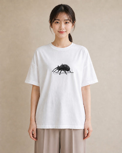 プリントTシャツ レディース クワガタ 昆虫 虫 イラスト ポップ 週末コーデ 敬老の日 白T