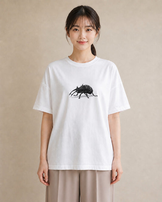 プリントTシャツ レディース クワガタ 昆虫 虫 イラスト ポップ 週末コーデ 敬老の日 白T