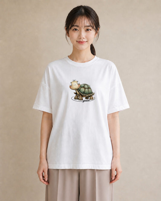 プリントTシャツ レディース カメ ペット 動物 イラスト 手描き風 母娘コーデ 自分用 白T