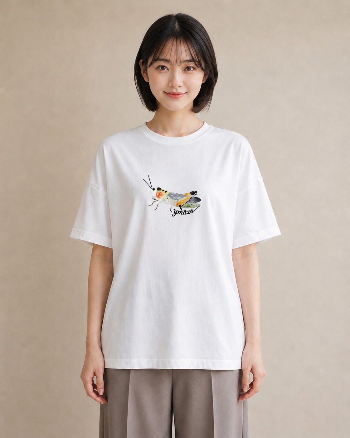 半袖Tシャツ レディース ダンゴムシ 昆虫 虫 イラスト フェミニン お揃い 親子 白T