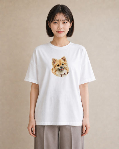 半袖Tシャツ レディース ポメラニアン ポメ 犬 いぬ イラスト ボタニカル 部屋着 女性向けギフト 白T