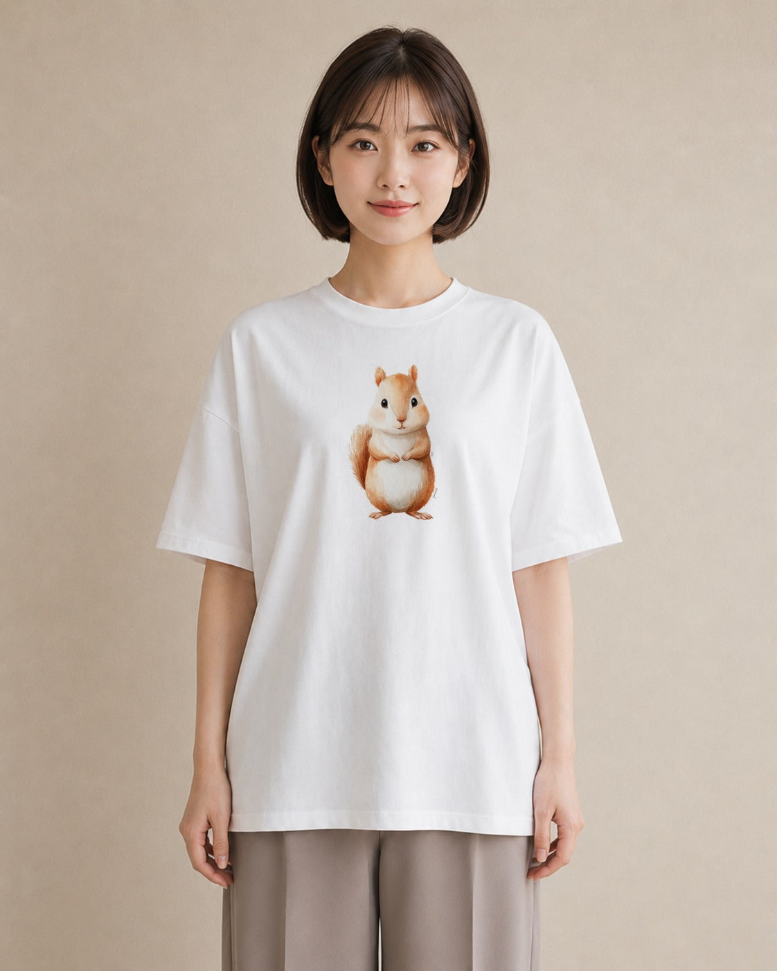 プリントTシャツ レディース ロボロフスキー ペット 動物 イラスト 休日コーデ 送別ギフト 通勤 白T