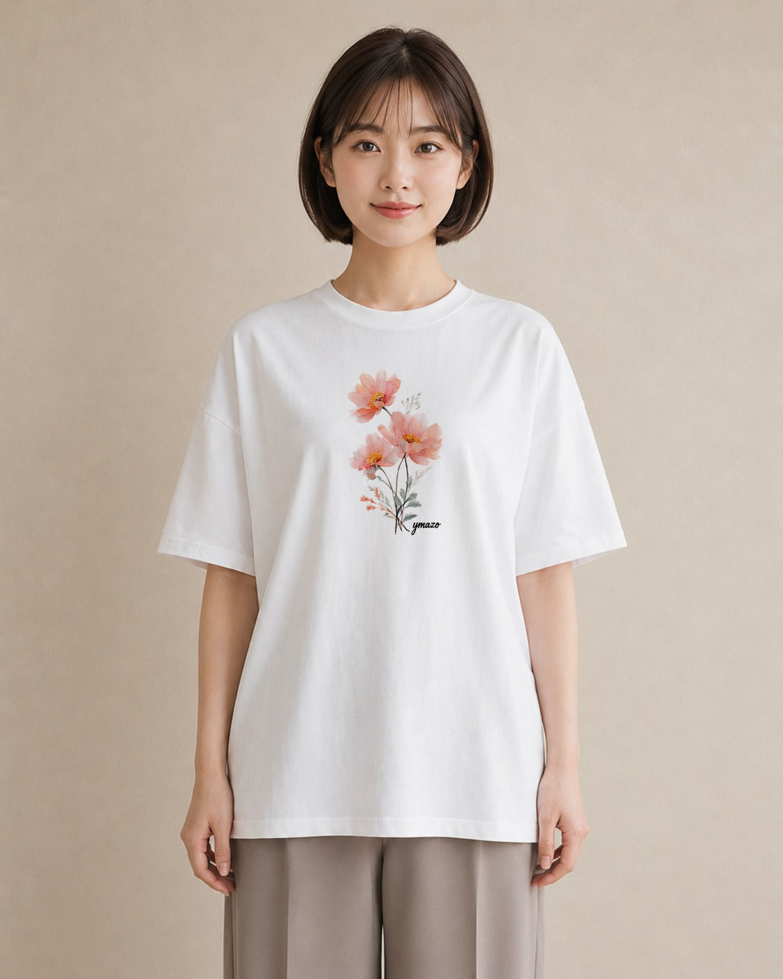 グラフィックTシャツ レディース ポスト 野の花 レトロ ナチュラル アンティーク イラスト こなれ感 通勤 在宅 白T