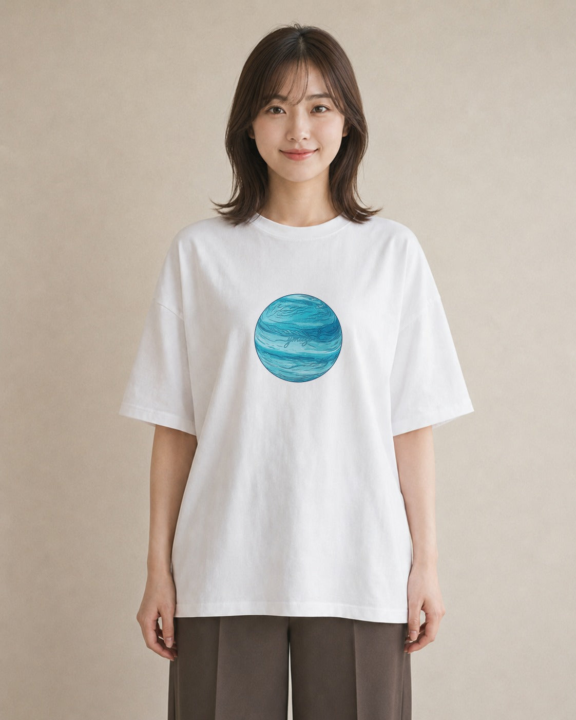 半袖Tシャツ レディース 土星 星空 宇宙 イラスト モード 夏コーデ 通学 白T