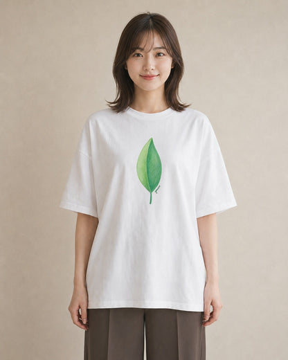 プリントTシャツ レディース シダ 植物 ボタニカル イラスト アート風 ビーチ デイリーウェア 白T