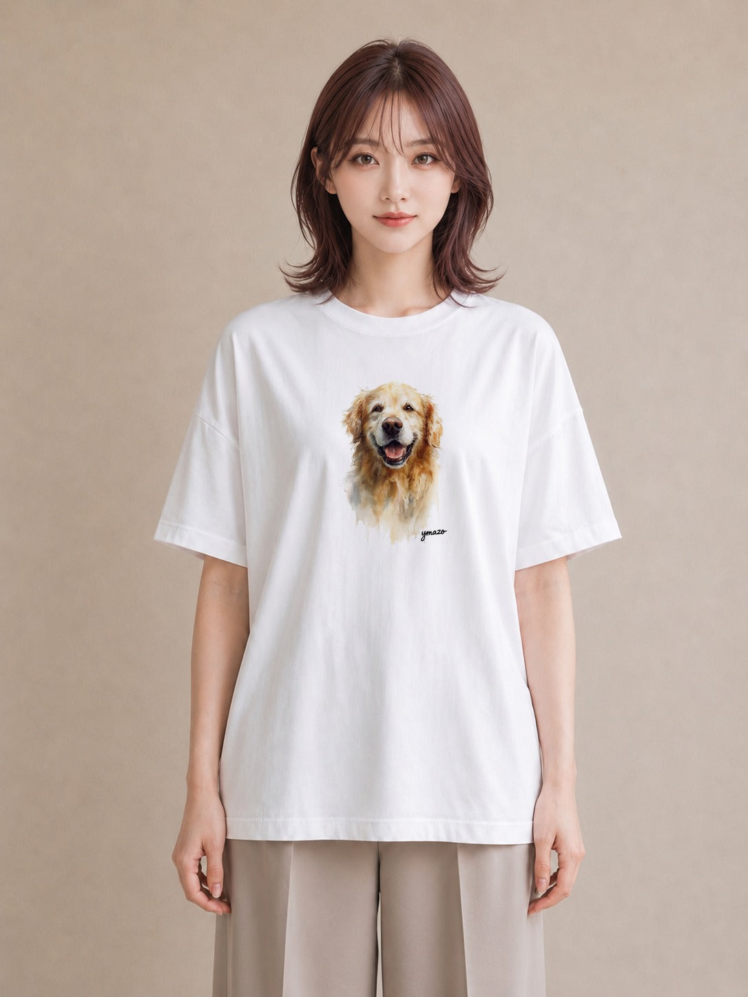 Tシャツ レディース ゴールデンレトリバー ゴールデン 犬 いぬ イラスト 普段使い 親子 20代 白T
