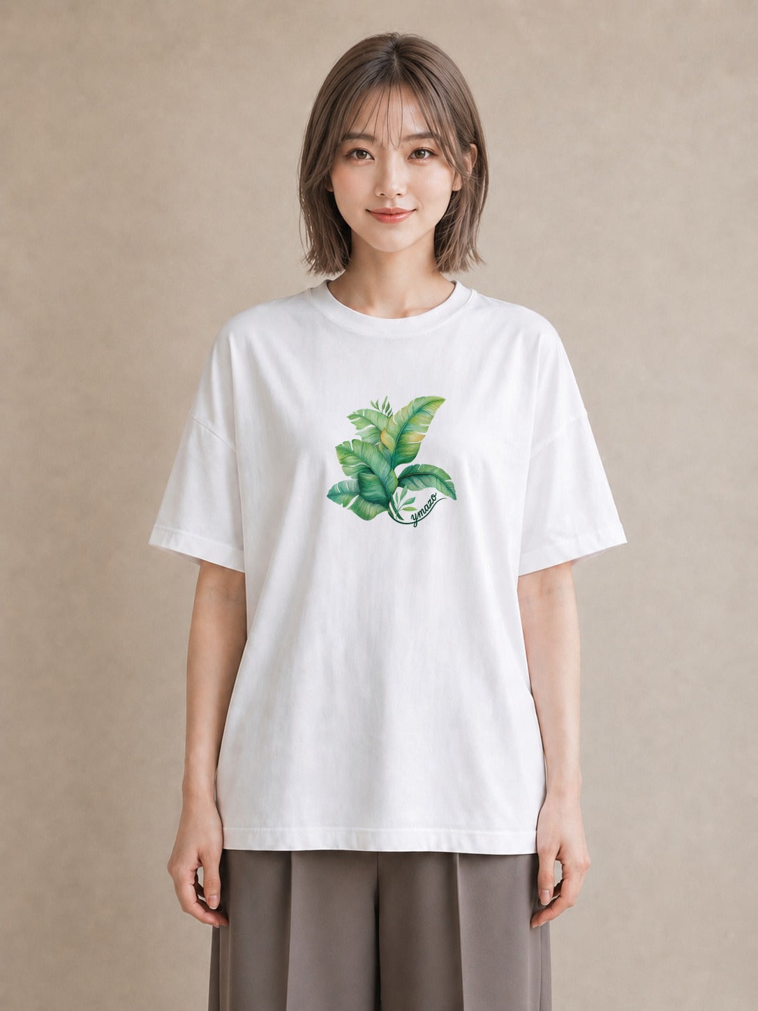 グラフィックTシャツ レディース ボタニカル 植物 イラスト 北欧風 デイリーウェア 休日 白T